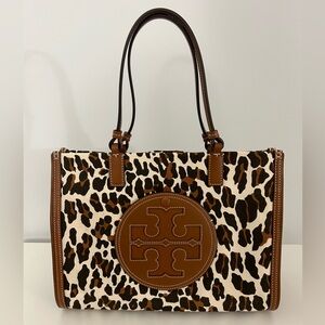 Tory Burch ELLA LEOPARD CANVAS SMALL TOTE